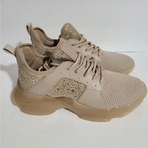 🌹🍃Steve Madden GANZO Blush Beige Crystal Chunky Sneaker Shoe - Size: 9M🍃🌹